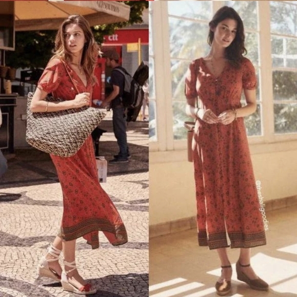 RARE Sezane Midi Floral Silk Sollie Dress - Picture 2 of 9